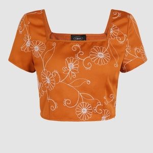 Cider Orange Floral Print Crop